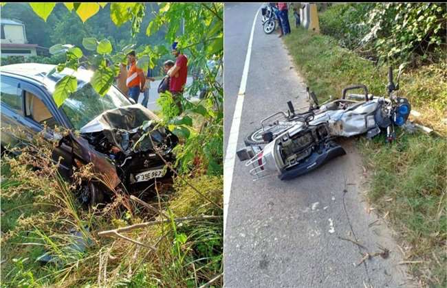 पनोह में एक कार ने दो बाहरी राज्य के दो राहगीर व्यक्तियों समेत एक बाइक चालक को टक्कर मार दी।