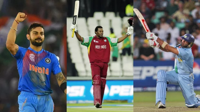 Top Five Knock of T20 World Cup: विराट कोहली, क्रिस गेल और युवराज सिंह (डिजाइन फोटो)