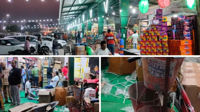 Ludhiana Firecracker Market : अनाज मंडी में पटाखा मार्केट में बंदोबस्त नाकाफी। (कुलदीप काला)
