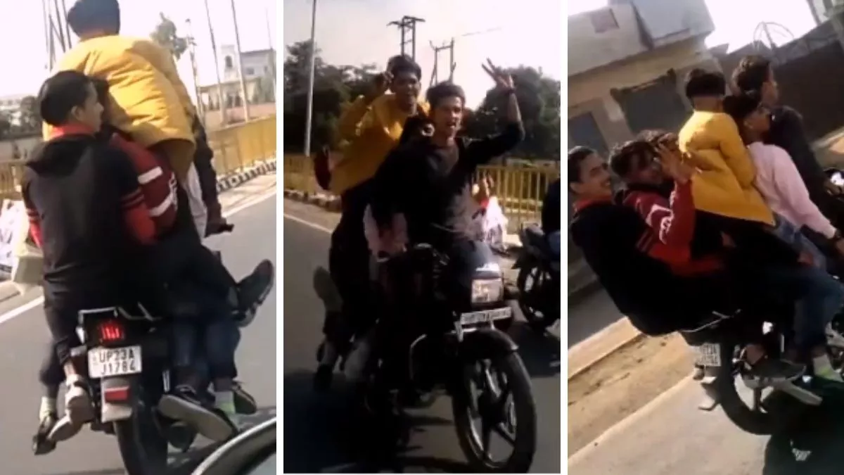 Amroha News: हाईवे पर एक बाइक पर छह युवकों का स्‍टंट करते Video Viral, पुलिस ने किया चालान