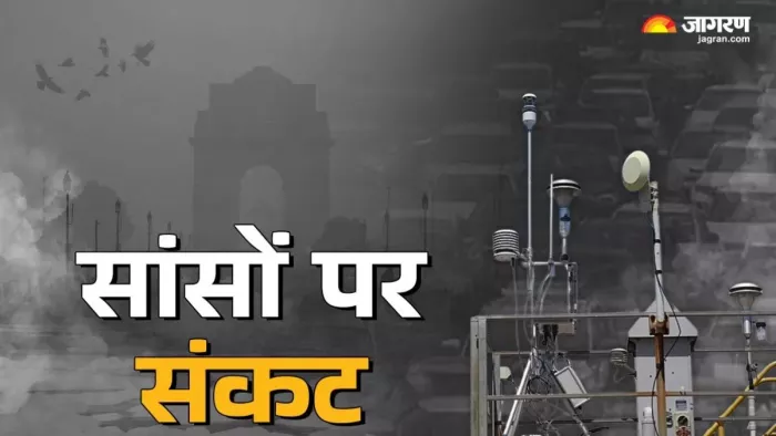 दिल्ली में गंभीर स्थिति में वायु प्रदूषण। फोटो- जागरण ग्राफिक्स