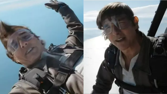 Still Images of Tom Cruise Jumping Off From Helicopter