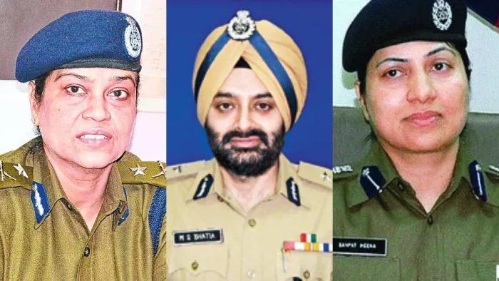 आईपीएस तदाशा मिश्रा, आईपीएस एमएस भाटिया और आईपीएस संपत मीणा (फाइल फोटो)