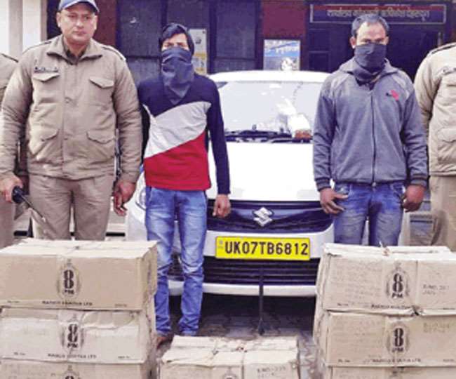 Two people arrested with ten cases of English liquor