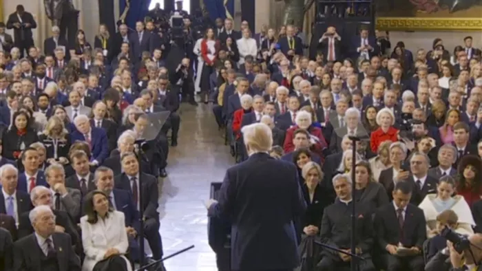Donald Trump oath ceremony पहली पंक्ति में बैठे दिखे जयशंकर। (पीटीआई)