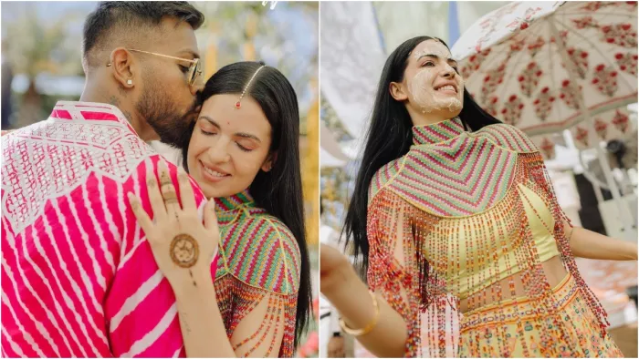 Hardik Natasa Haldi Outfit: हल्की सेरेमनी के लिए नतासा स्टैनकोविक का इंडो वेस्टर्न आउटफिट है कूल ऑप्शन