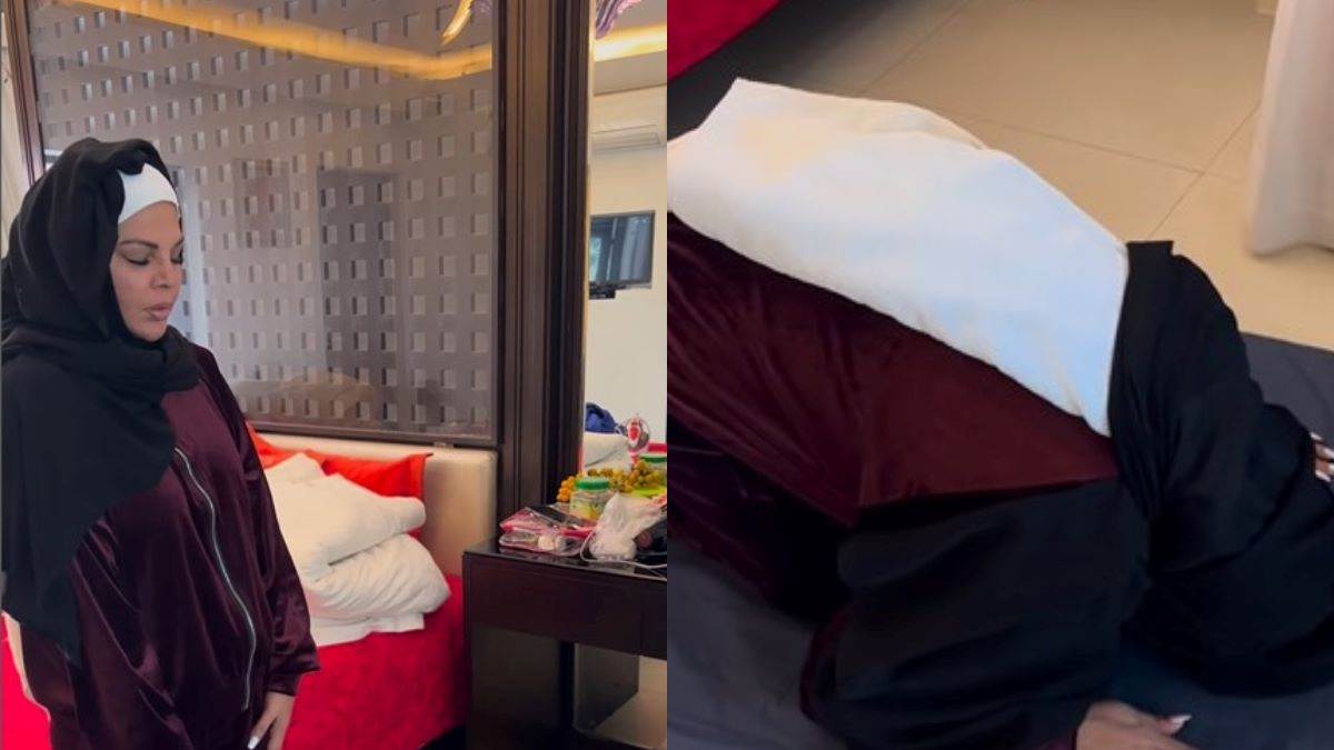 users troll rakhi sawant for performing namaz with nail paint
