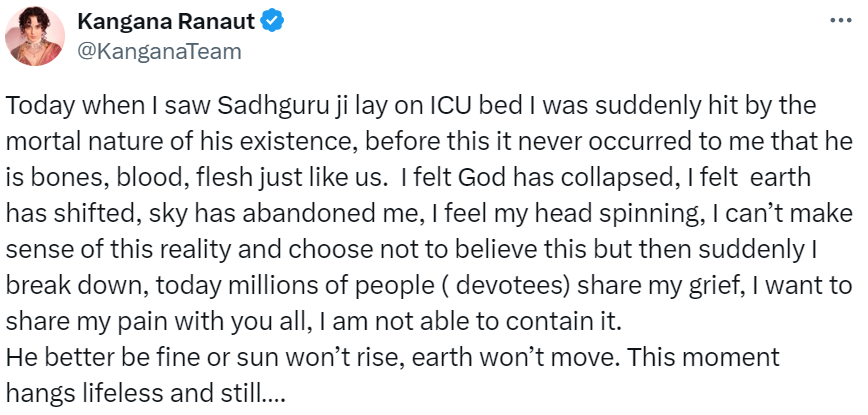 Kangana emotional sadhguru surgery: