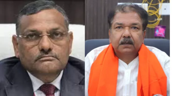 मुख्य सचिव अमृत लाल मीणा और बीजेपी बिहार अध्यक्ष दिलीप जायसवाल। (जागरण)