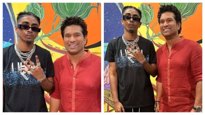 mc stan bowls to sachin tendulkar and he hit four fans call it epic