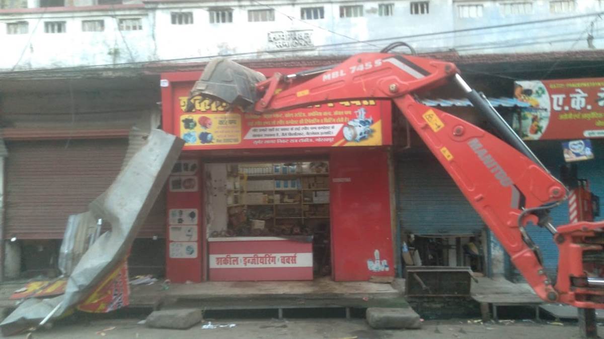 bulldozer action in cm yogis city encroachments removed fines imposed