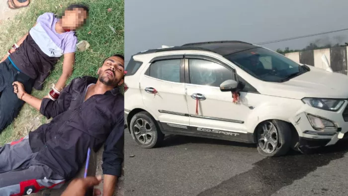 प्रेमी युगल ने फ्लाईओवर से लगाई छलांग, किशोरी की मौत। रास्ते पर खड़ी कार।