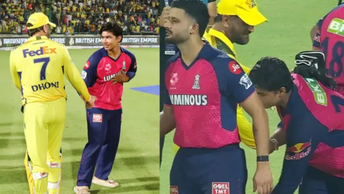 Vaibhav Suryavanshi ने Dhoni के छुए पैर, तेजी से VIDEO वायरल