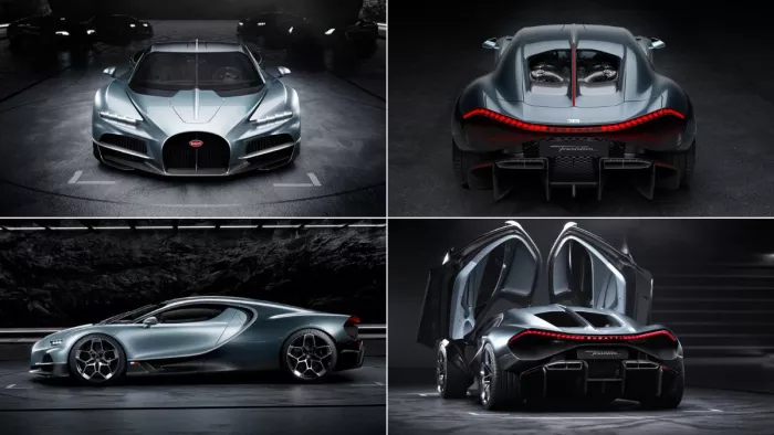 Bugatti ने अपनी पहली हाइब्रिड कार को पेश किया।
