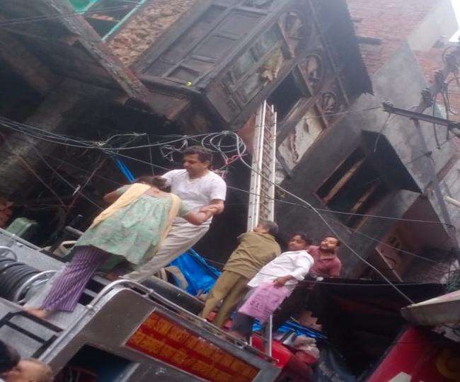 Roofs of collapsed houses