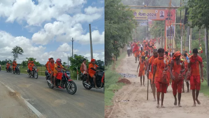 बिहार के गोरियारी से पटनिया के रास्ते झारखंड की ओर कदम बढ़ाते कांवरिया। फोटो- जागरण