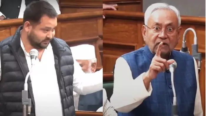 बिहार विधानसभा में तेजस्वी यादव और नीतीश कुमार (जागरण)