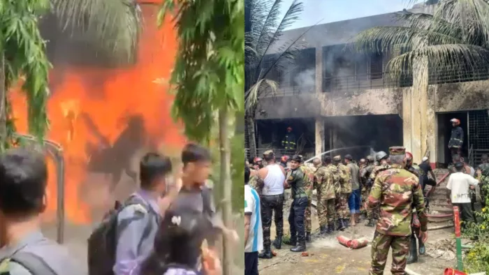 विमान हादसे से इलाके में दहशत फैल गई है। (फोटो सोर्स- X)