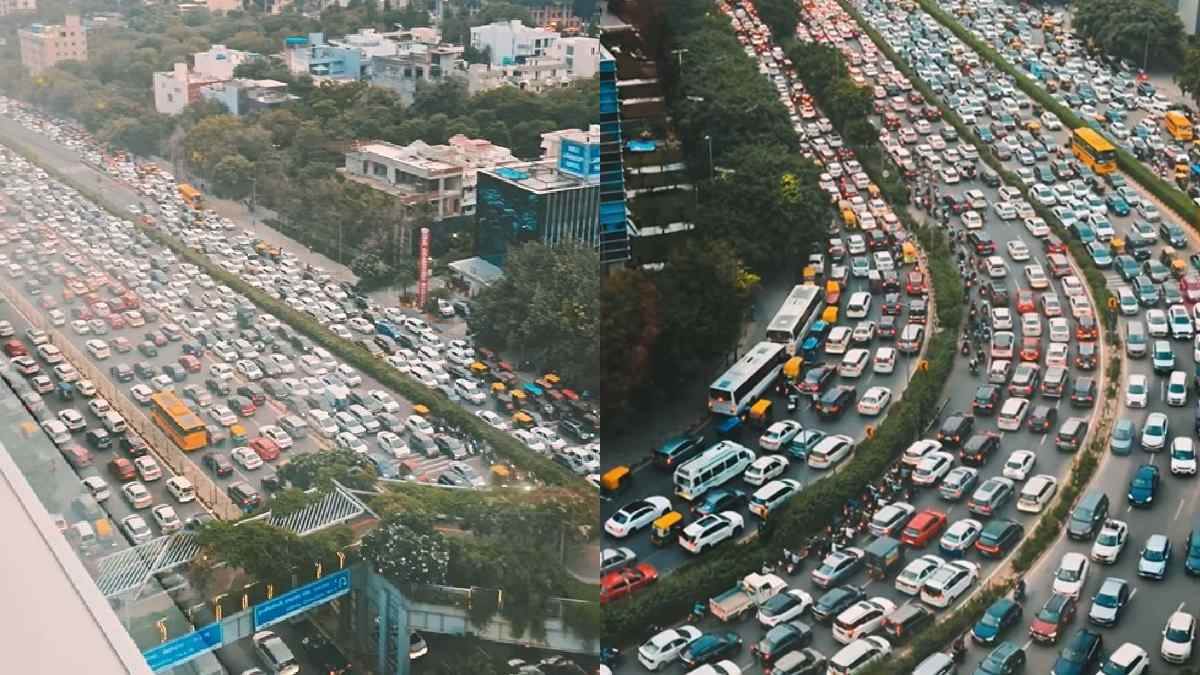 gurugram traffic viral video shows horrific jam compares to bengaluru social media users react