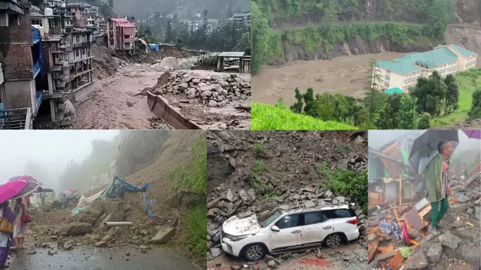 हिमाचल प्रदेश में हो रही भारी बारिश से हो रहा नुकसान।