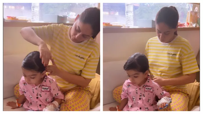 Mahhi Vij With Daughter Tara from Hospital
