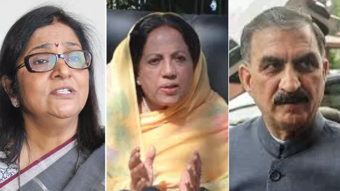 हिमाचल कांग्रेस प्रभारी रजनी पाटिल, प्रदेश अध्यक्ष प्रतिभा सिंह, मुख्यमंत्री सुखविंदर सिंह सुक्खू।