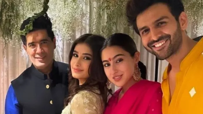 Sara Ali Khan- Rasha Tondon And Kartik Aaryan Instagram Image