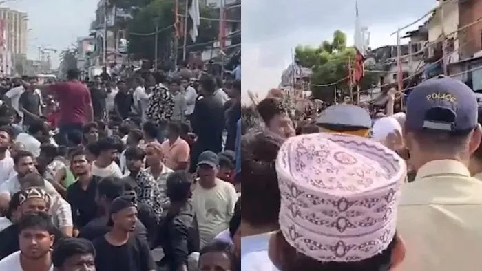 Dharavi Mosque Demolition: धारावी में मस्जिद के अवैध निर्माण को तोड़ने पहुंची बीएसी।(फोटो सोर्स: आईएएनएस)