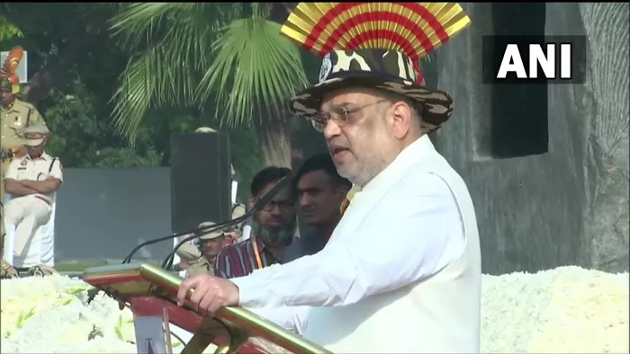 पुलिस स्मृति दिवस पर एक कार्यक्रम को संबोधित करते अमित शाह।