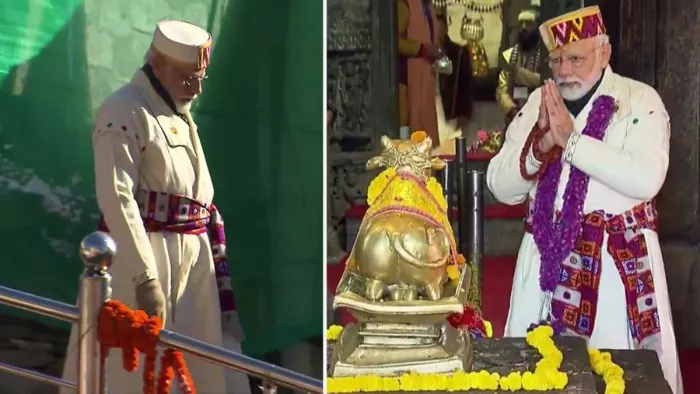 PM Modi Kedarnath Visit: प्रधानमंत्री नरेन्द्र मोदी खास पोशाक में नजर आए।