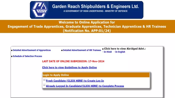 GRSE Recruitment 2024 के लिए यहां से करें अप्लाई।