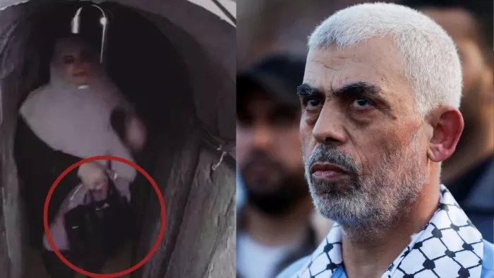 Yahya Sinwar Wife Handbag: इजरायल का दावा- याह्मा सिनवार के हाथ में 26 लाख रुपये का बैग।(फोटो सोर्स: सोशल मीडिया)
