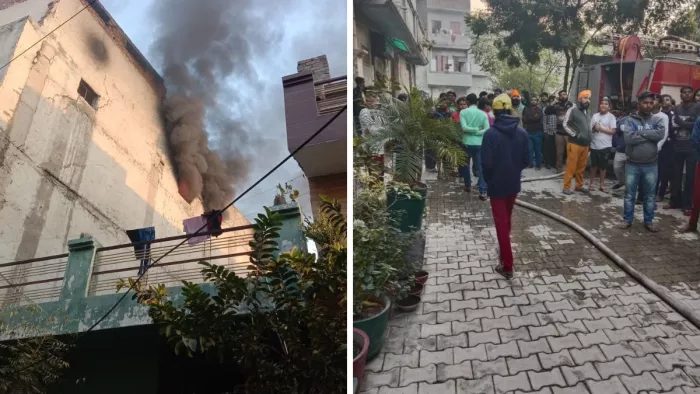 Fire In Ludhiana: लुधियाना की वूलन फैक्ट्री में लगी आग। (जागरण)