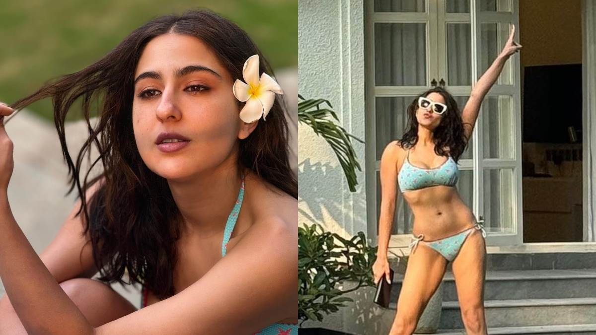 sara ali khan shared sizzles in bikini pool photos
