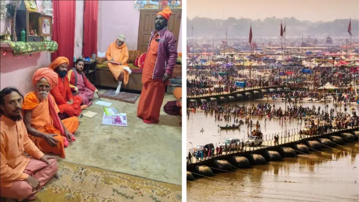 तपोनिधि श्री पंचायती आनंद अखाड़ा की समीक्षा बैठक में शामिल संत। जागरण आर्काइव