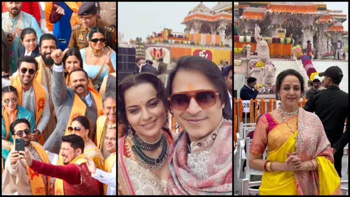 राम मंदिर के आगे सेलेब्स ने ली सेल्फी (Photo Credit: X)
