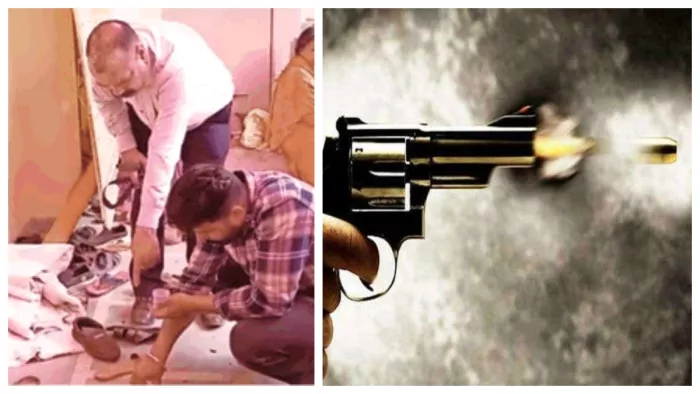 गोली चलने की सूचना पर पहुंची पुलिस जांच करती हुई