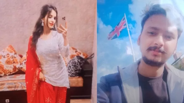 सौरभ की फाइल फोटो और हत्यारोपित पत्नी मुस्कान।