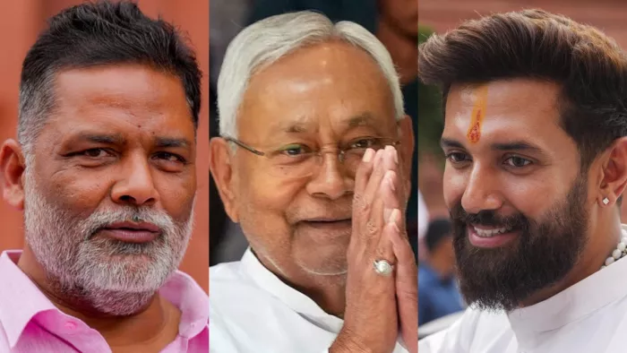 पप्पू यादव, नीतीश कुमार और चिराग पासवान। फाइल फोटो