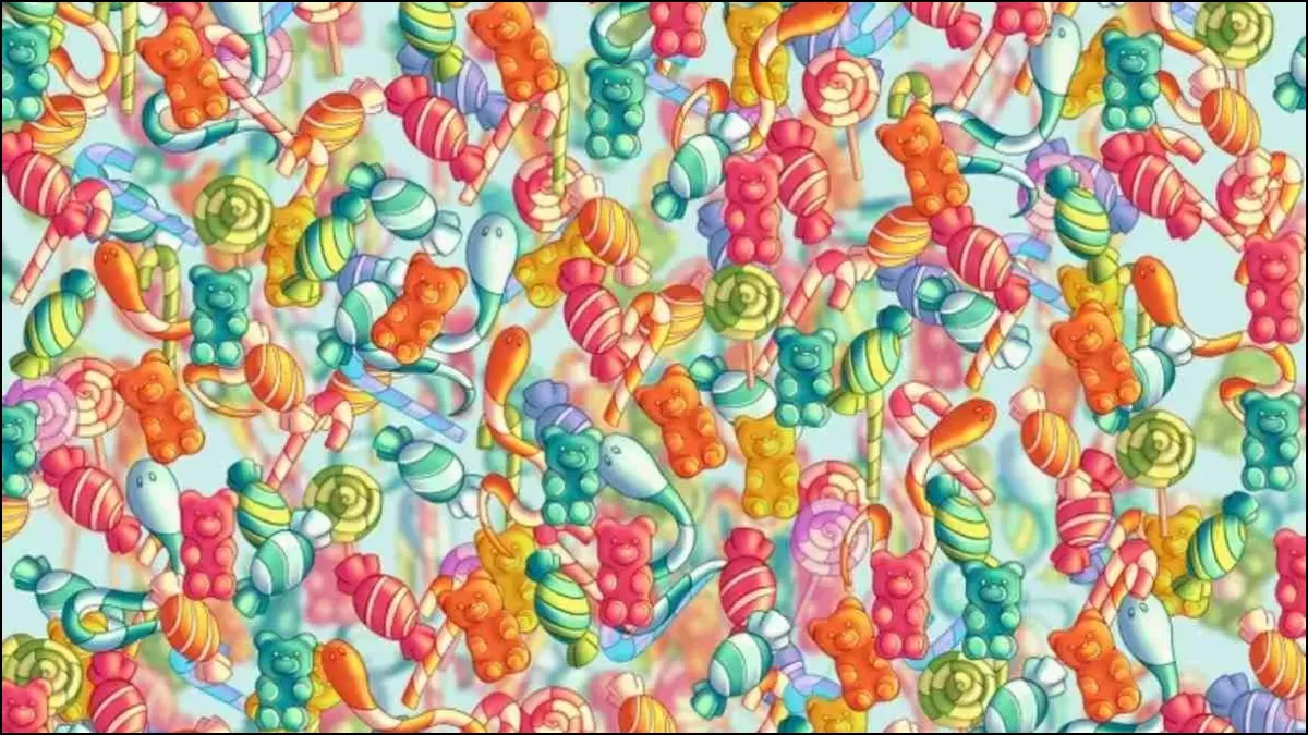 Optical Illusion: रंग-बिरंगी कैंडीज के बीच छिपा है एक भालू, 7 सेकंड में ढूंढ पाएंगे आप?