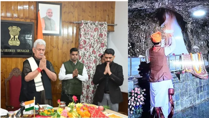 Amarnath Yatra 2024: एलजी मनोज सिन्हा ने की बाबा बर्फानी की पहली पूजा।
