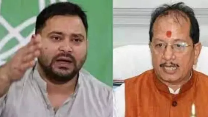 नेता प्रतिपक्ष तेजस्वी यादव (बाएं), डिप्टी सीएम विजय कुमार सिन्हा(दाएं)। फाइल फोटो