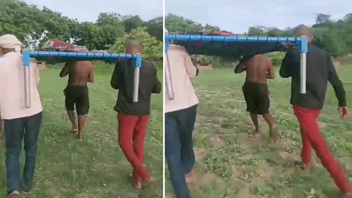 video of the maternity being taken to the hospital with a cot on her shoulder went viral in fatehpur