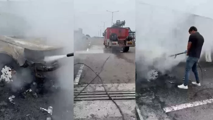 Gurugram Car Fire: सोहना गुरुग्राम एलिवेटेड रोड पर चलती लैंड रोवर कार में लगी आग