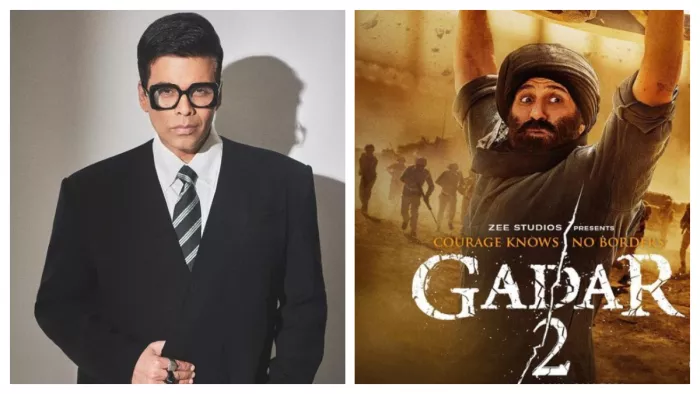 File Photo of Karan Johar (Left) and Still Image of Sunny Deol from Gadar 2 (Right)