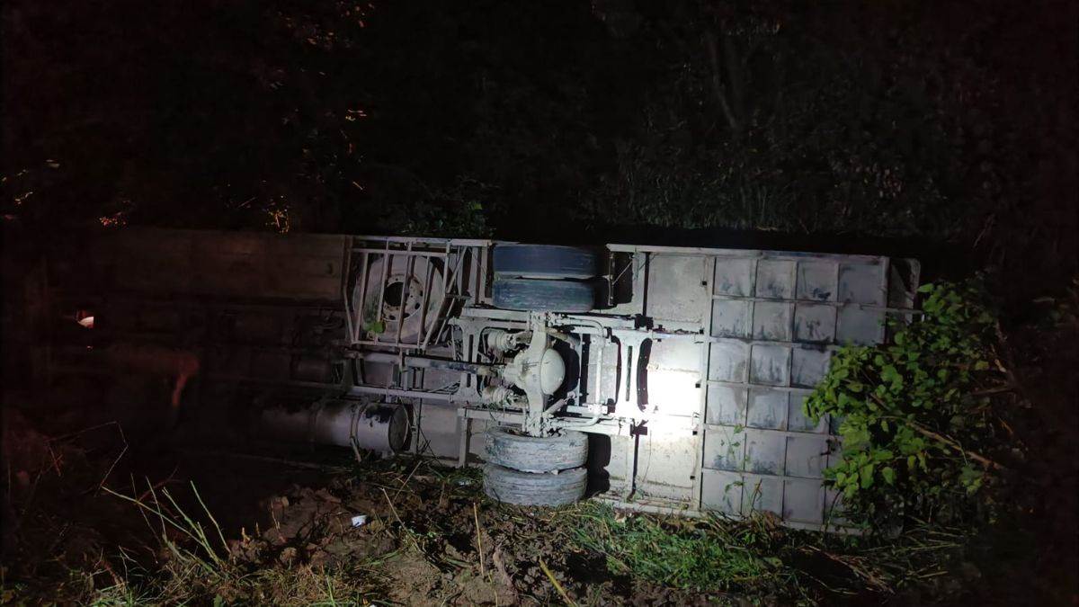 double decker bus going to jalandhar overturned in a ditch 50 passengers injured