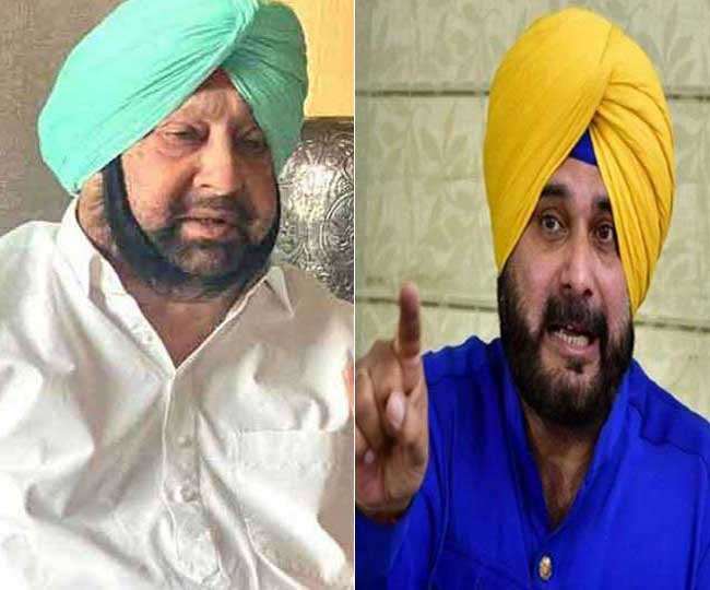 पंजाब के पूर्व मुख्यमंत्री कैप्टन अमरिंदर सिंह और पंजाब कांग्रेस अध्यक्ष नवजोत सिंह सिद्धू। (फाइल फोटो)
