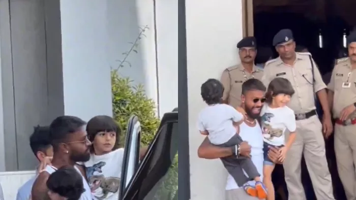 बेटे से मिलकर खुश हुई हार्दिक पांड्या। इमेज- सोशल मीडिया