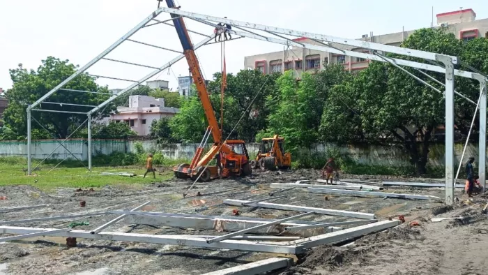 सदाकत आश्रम में कांग्रेस की मीटिंग की तैयारियां। फोटो जागरण