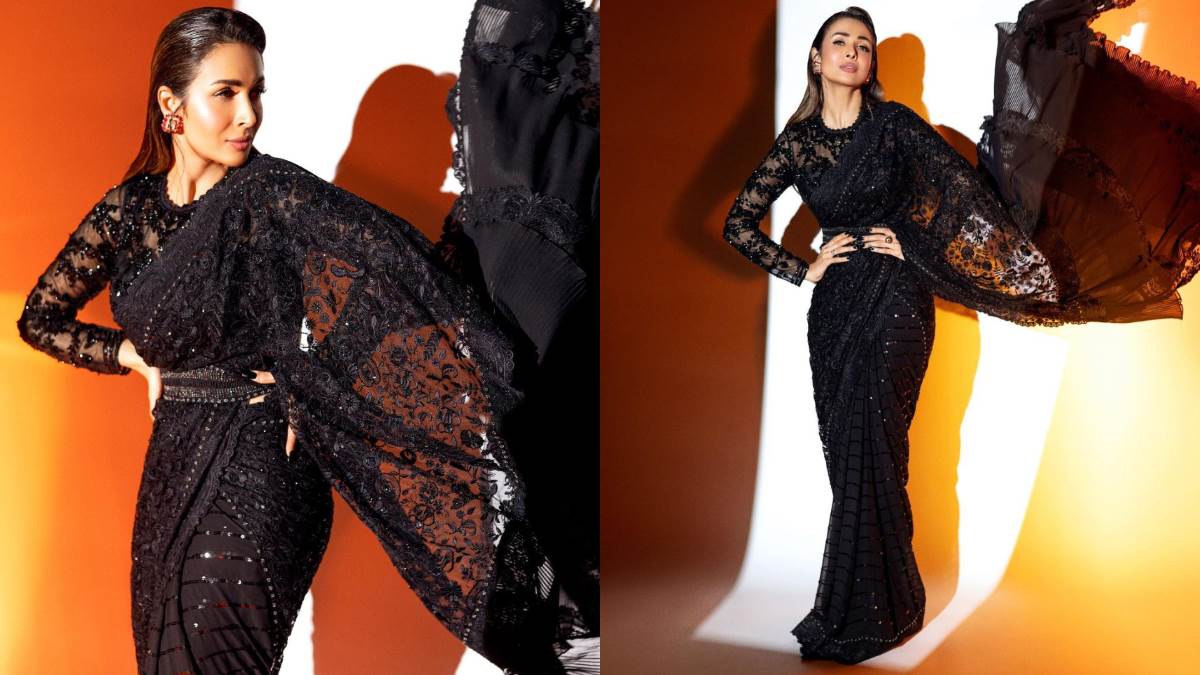 diwali 2022 malaika arora killer photoshoot pics in a black color saree gone viral